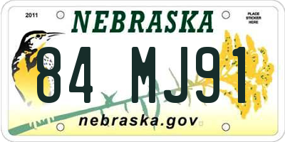 NE license plate 84MJ91