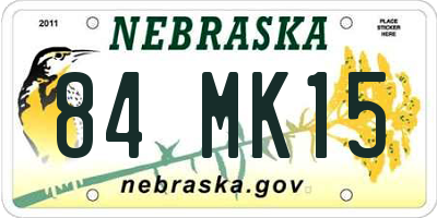 NE license plate 84MK15