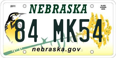 NE license plate 84MK54