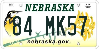 NE license plate 84MK57