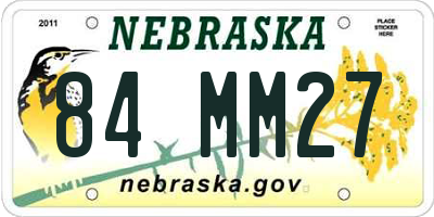 NE license plate 84MM27