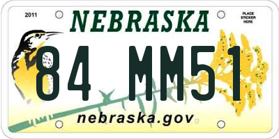 NE license plate 84MM51