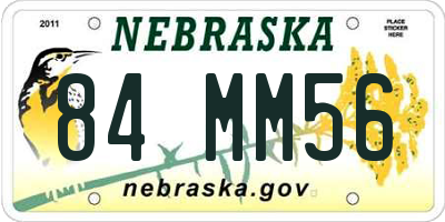 NE license plate 84MM56