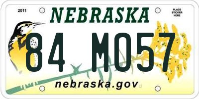 NE license plate 84MO57