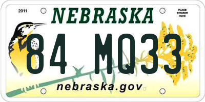 NE license plate 84MQ33