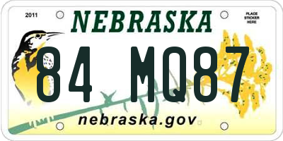 NE license plate 84MQ87