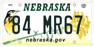 NE license plate 84MR67