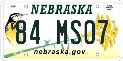 NE license plate 84MS07