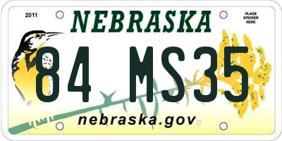 NE license plate 84MS35