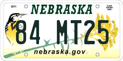 NE license plate 84MT25