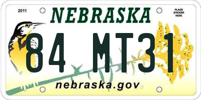 NE license plate 84MT31