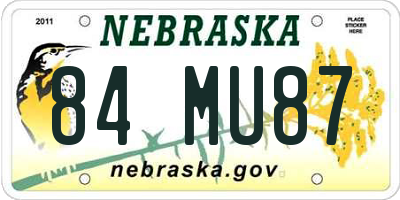 NE license plate 84MU87