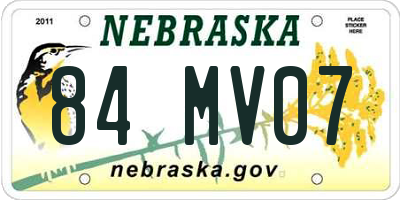 NE license plate 84MV07