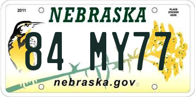NE license plate 84MY77