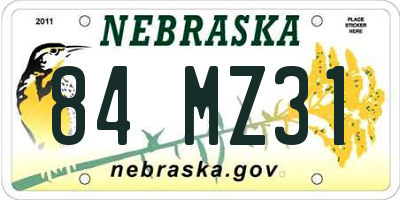 NE license plate 84MZ31