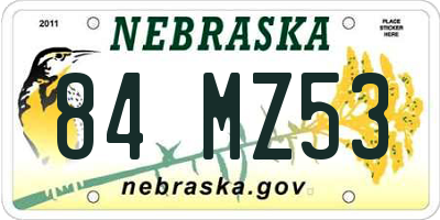 NE license plate 84MZ53