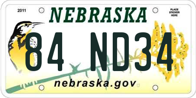 NE license plate 84ND34