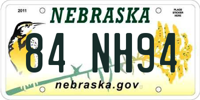 NE license plate 84NH94