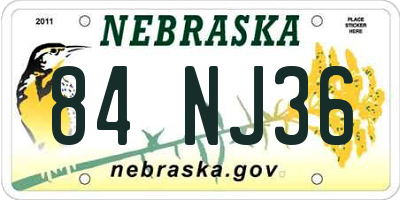 NE license plate 84NJ36