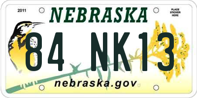 NE license plate 84NK13