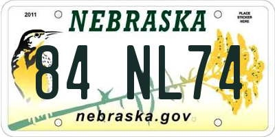 NE license plate 84NL74