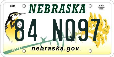 NE license plate 84NQ97