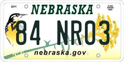 NE license plate 84NR03