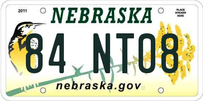 NE license plate 84NT08