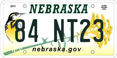 NE license plate 84NT23