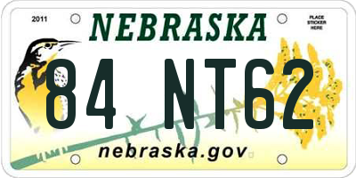 NE license plate 84NT62