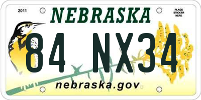 NE license plate 84NX34