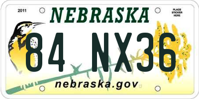 NE license plate 84NX36