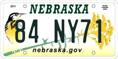 NE license plate 84NY71