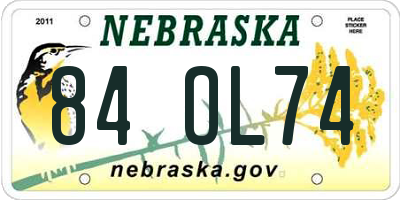 NE license plate 84OL74