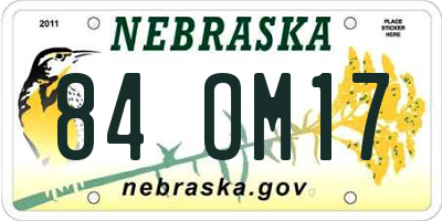 NE license plate 84OM17