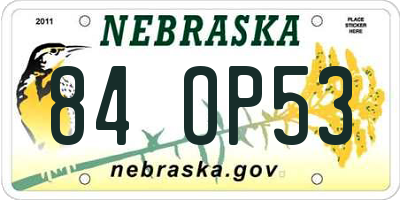 NE license plate 84OP53