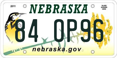 NE license plate 84OP96