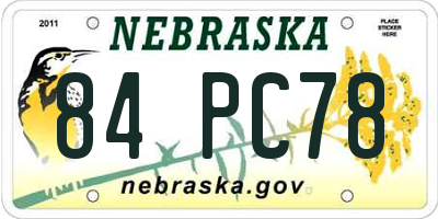 NE license plate 84PC78