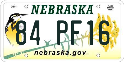 NE license plate 84PF16