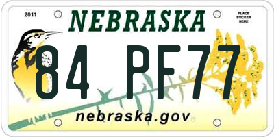NE license plate 84PF77