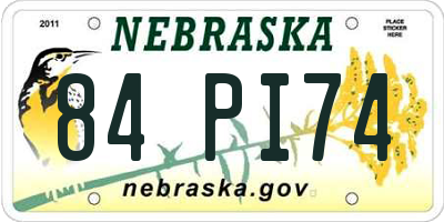 NE license plate 84PI74