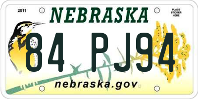 NE license plate 84PJ94