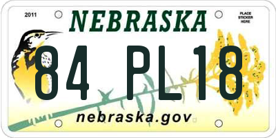 NE license plate 84PL18