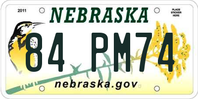 NE license plate 84PM74