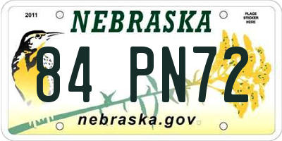 NE license plate 84PN72