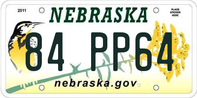 NE license plate 84PP64