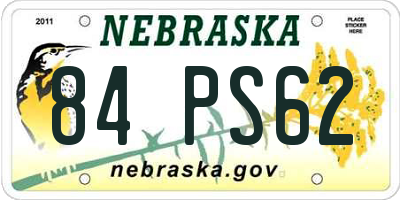 NE license plate 84PS62
