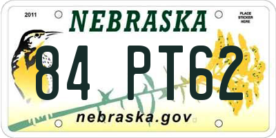 NE license plate 84PT62