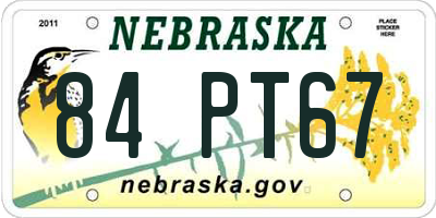 NE license plate 84PT67