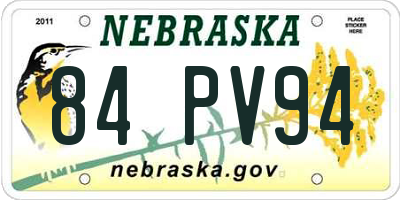 NE license plate 84PV94